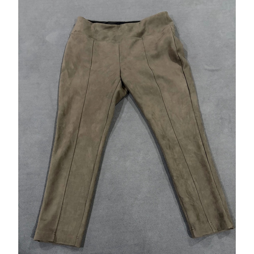 Andrew‎ Marc Faux Suede Ankle Pants Womens XL Olive Green Stretch High Rise